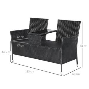 Rattan Doppel Strandkorb 867-027BG Esche Schwarz Dekor