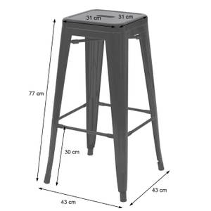 Tabouret de bar A73 (lot de 2) Gris