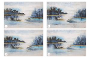 Acrylbild handgemalt Von Ufer zu Ufer Blau - Weiß - Massivholz - Textil - 120 x 80 x 4 cm