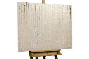 Tableau peint Goldenes Gefängnis Noir - Doré - Bois massif - Textile - 100 x 75 x 4 cm