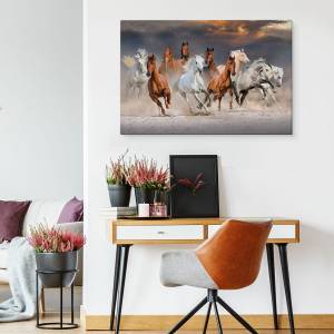 Image Sur Toile Chevaux au Galop Désert 100 x 70 x 70 cm