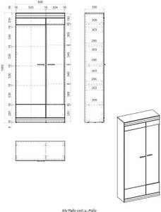 Vitrine SCARA Grau - Holzwerkstoff - 90 x 199 x 35 cm