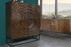 Highboard ZEN CIRCLES Schwarz - Weiß - Metall - Massivholz - Holzart/Dekor - 100 x 120 x 38 cm