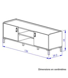 Banc TV 2 portes Amsterdam - L136 cm Noir - Bois manufacturé - 40 x 44 x 136 cm