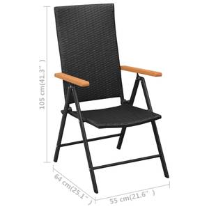 Salle à manger (lot de 3) 3060070 Noir - Métal - Polyrotin - 80 x 74 x 80 cm