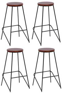 Lot de 4 tabourets de bar OXFORD Marron - Bois massif - 40 x 71 x 40 cm