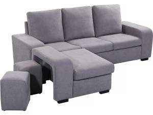 Umkehrbares Sofa "Malcolm" 3+1 - 229 x 1 Grau - Massivholz - 170 x 92 x 229 cm