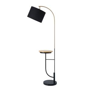 lampadaire avec port USB, table en bois Noir - Métal - 35 x 166 x 35 cm