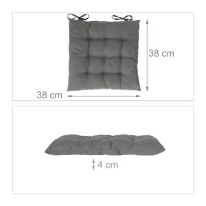 4er Set Stuhlkissen grau Grau - Kunststoff - Textil - 38 x 5 x 38 cm