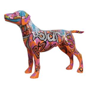 Statue chien labrador orange L76 cm Porcelaine - 76 x 51 x 24 cm