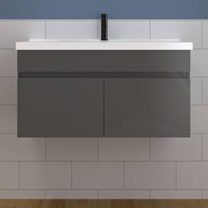 Badschrank Unterschrank HUMAB Hochglanz Schwarz - 80 x 45 cm