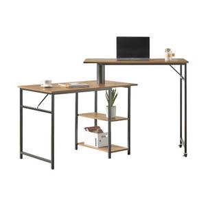 Table de travail FWT93-F Noir - Marron - Bois manufacturé - Métal - 172 x 100 x 60 cm