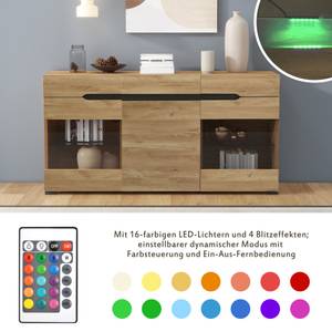 LED Sideboard Helios Ⅰ Braun - Holzwerkstoff - Glas - Metall - 35 x 80 x 140 cm