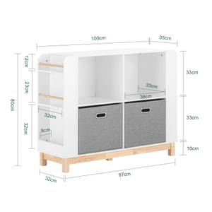 Etagère pour enfants KMB85-W Marron - Blanc - Bois manufacturé - Bois massif - Bois/Imitation - 100 x 80 x 35 cm