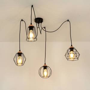 Lustre suspension GALAXY Noir - Cuivre - Gris métallisé - 25 x 34 x 22 cm - Nb d'ampoules : 4