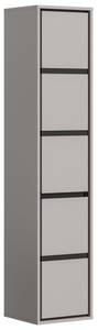 Armoire haute Jaru Gris - En partie en bois massif - 35 x 163 x 31 cm