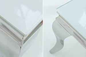 Couchtisch MODERN BAROCK Silber - Weiß - Glas - Metall - 100 x 45 x 60 cm