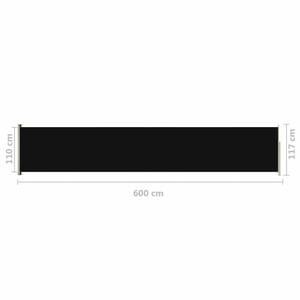 Auvent latéral Noir - Textile - 600 x 117 x 1 cm