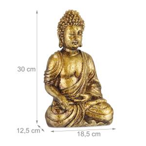 Statue de Bouddha pour jardin Doré - Matière plastique - Pierre - 19 x 30 x 13 cm
