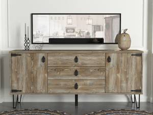 Sideboard Costa mit Spiegel Eiche Braun - Holzwerkstoff - 180 x 78 x 45 cm