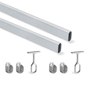 Schrankstangen-Set 30x15 mm Aluminium Grau - Metall - 5 x 10 x 120 cm