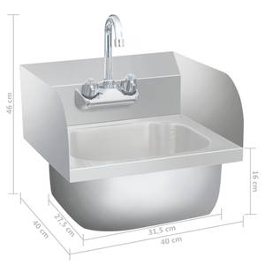 Waschbecken AW845 Silber - Metall - 40 x 40 x 40 cm