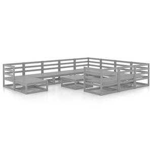 Garten-Lounge-Set (12-teilig) 3009729-1 Grau - Massivholz - Holzart/Dekor - 70 x 30 x 70 cm