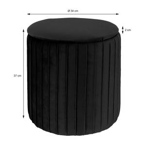 Sitzhocker aus Velours, rund, Ø 34 cm Schwarz - Textil - 34 x 41 x 34 cm
