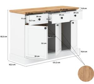 Kommode ELEGANT Weiß - Holzwerkstoff - 121 x 83 x 44 cm