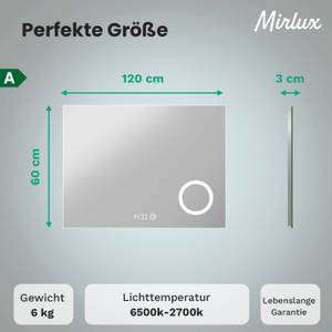 Badezimmerspiegel mit LED Beleuchtung Grauspiegel - 80 x 4 cm