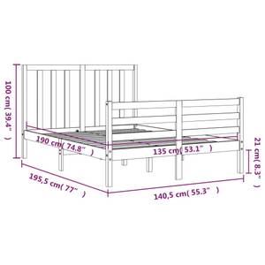 Bettgestell-K-9997 Braun - Holzwerkstoff - 141 x 100 x 196 cm