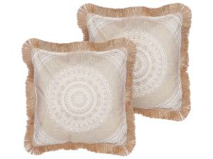 Kissen 2er Set GERANIUM Beige - Weiß