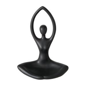 Teelichthalter Yoga Meditation Schwarz - Keramik - 13 x 30 x 22 cm