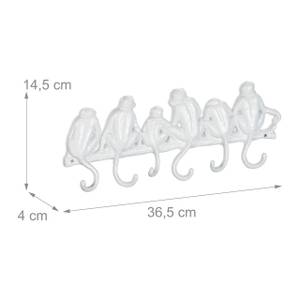 Weiße Garderobenleiste im Affen-Design Weiß - Metall - 37 x 15 x 4 cm