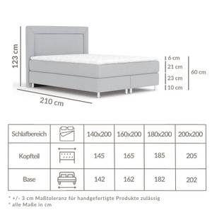 Boxspringbett Laguno Grau - Breite: 160 cm