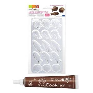 Schokoladenschimmel + Schokoladenstift Kunststoff - 10 x 10 x 10 cm