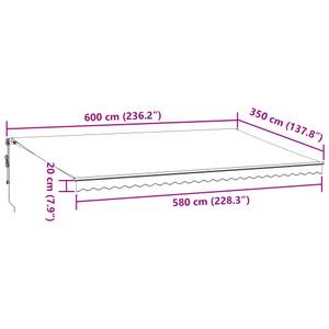 Auvent rétractable 3006542-3 Anthracite - Blanc - 350 x 1 x 600 cm