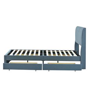 Lit double M292 Bleu - Bois manufacturé - 146 x 109 x 215 cm