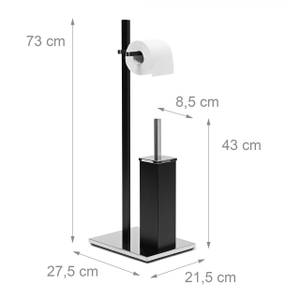 WC-Garnitur schwarz matt Schwarz - Silber - Metall - Kunststoff - 22 x 73 x 28 cm