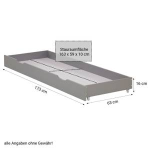 Bettkasten 2040 Grau - Massivholz - Holzart/Dekor - 173 x 16 x 63 cm