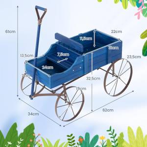 Pflanzwagen SF5884 Blau - Holzwerkstoff - 34 x 60 x 62 cm