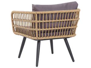 Sitzgruppe FOBELLO 4-tlg Beige - Schwarz - Blau - Braun - Grau - Polyrattan - 142 x 66 x 70 cm