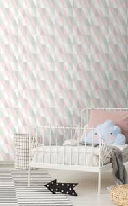 Tapete grafische, geometrische Dreiecke Pink - Naturfaser - Textil - 53 x 1005 x 1005 cm