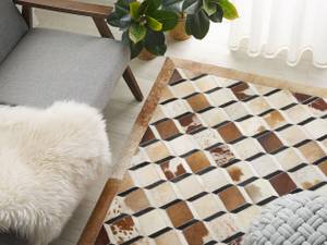 Tapis patchwork SERINOVA Beige - Marron - Cuir véritable - 200 x 140 x 140 cm