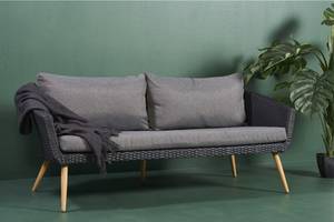 Garten Lounge Sofa Accon Schwarz - Rattan - 181 x 78 x 70 cm
