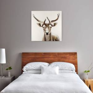 Acrylbild handgemalt Der Waldgruß Braun - Weiß - Massivholz - Textil - 80 x 80 x 4 cm