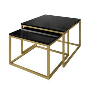 Couchtisch Yoshi 2in1 Hochglanz Schwarz - Gold - Höhe: 46 cm