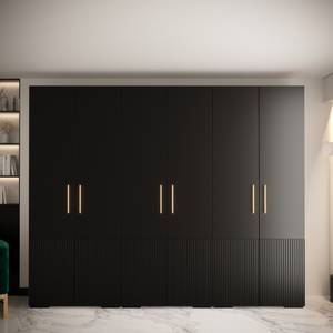 Drehtürenschrank Manhattan Ryfel 3 Schwarz - Gold - 6 Türen