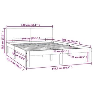 Bettrahmen 3013679 Braun - Kastanienbraun - 144 x 206 cm