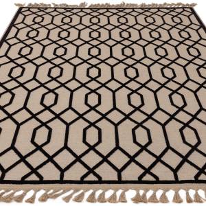 Tapis moderne en jute et coton TORSY Noir - 120 x 170 cm